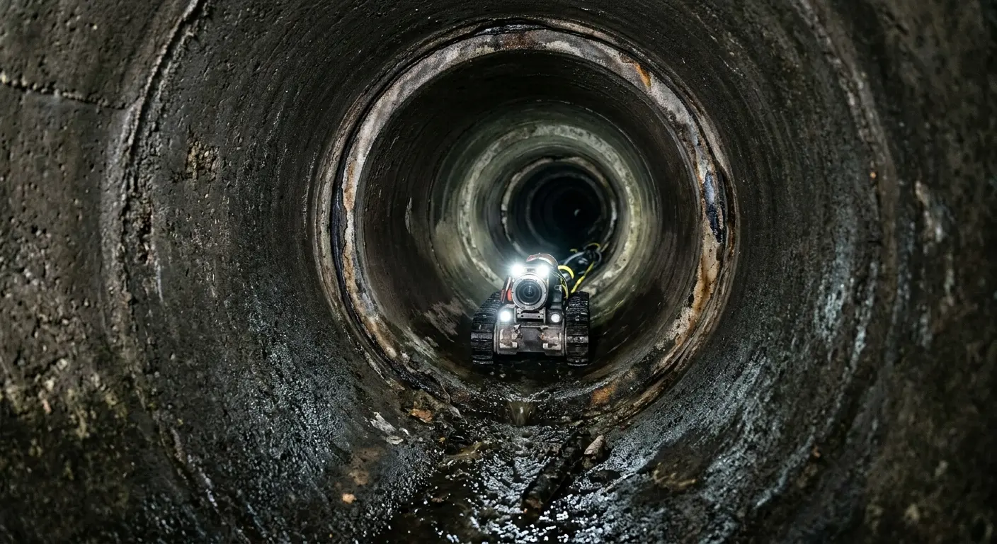Robotic sewer camera inspecting pipe interior for Sewer Line Repair in Jeffersontown